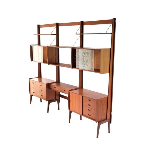 Vintage teak wall unit by Torbjorn Afdal for Bruksbo Tyristrand, Norway 1960s