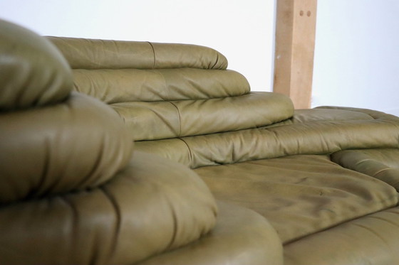 Image 1 of Ubald Klug Ds-1025 Terrazza Sofa In Olive Green Leather For De Sede, Switzerland 1970S