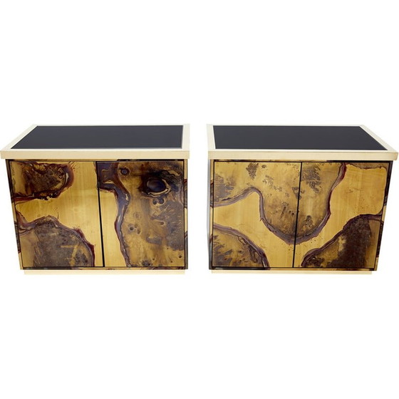 Image 1 of Pair of vintage storage units in oxidized brass by Isabelle and Richard Faure, 1970