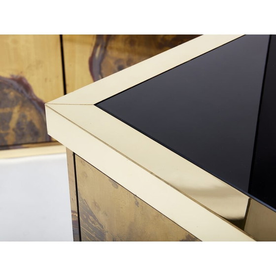 Image 1 of Pair of vintage storage units in oxidized brass by Isabelle and Richard Faure, 1970