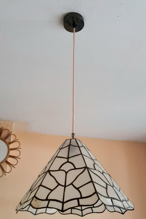 Mother-of-pearl art deco hanging lamp