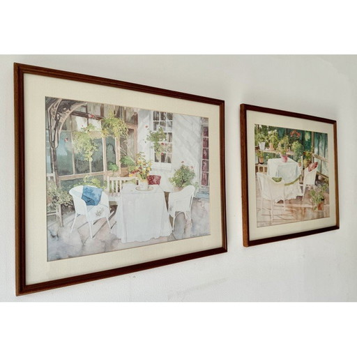 Un par de láminas vintage de invernaderos de jardín de Richard Akerman