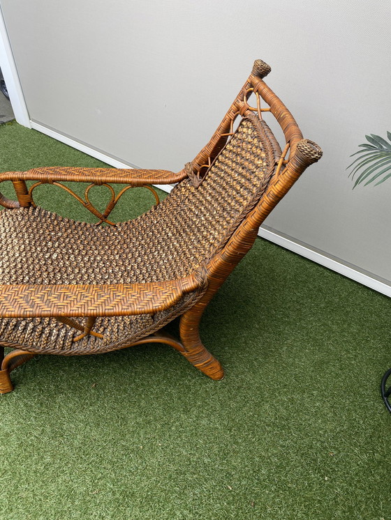 Image 1 of Chaise longue en rotin vintage