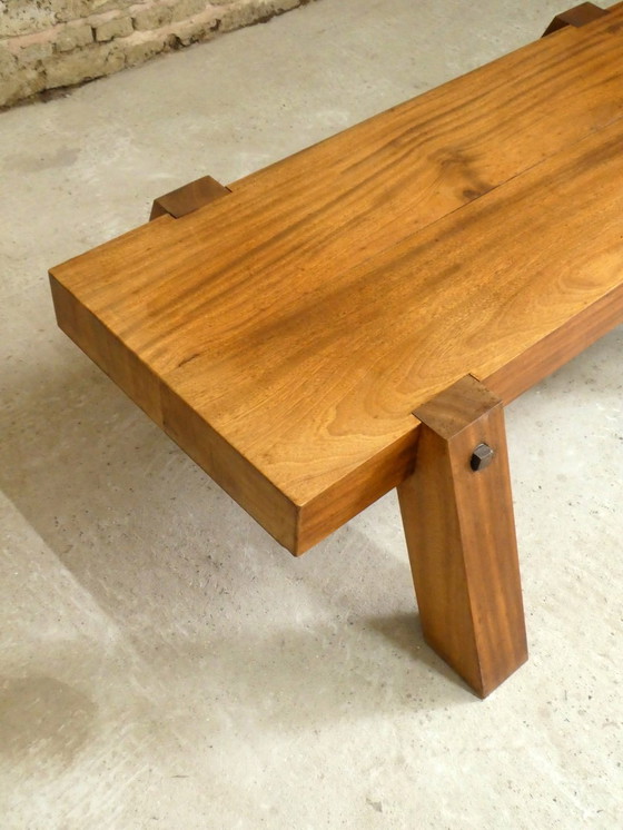 Image 1 of Large Brutalist Mahogany Coffee Table, 1970