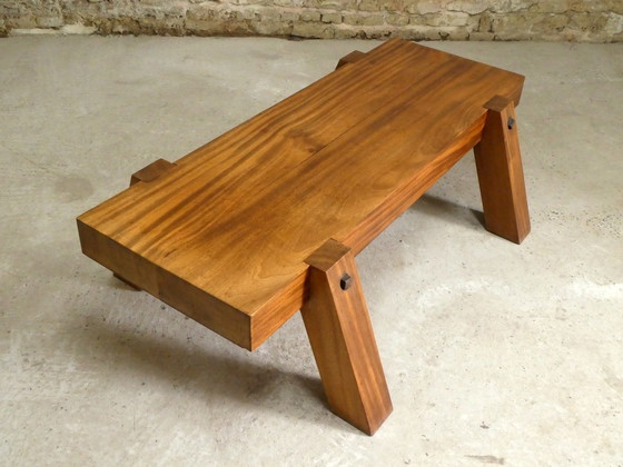 Image 1 of Large Brutalist Mahogany Coffee Table, 1970