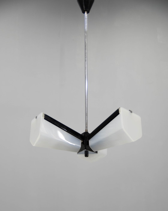 Image 1 of Mid-Century Plastic And Metal Chandelier By Lidokov, Czechoslovakia, 1970S