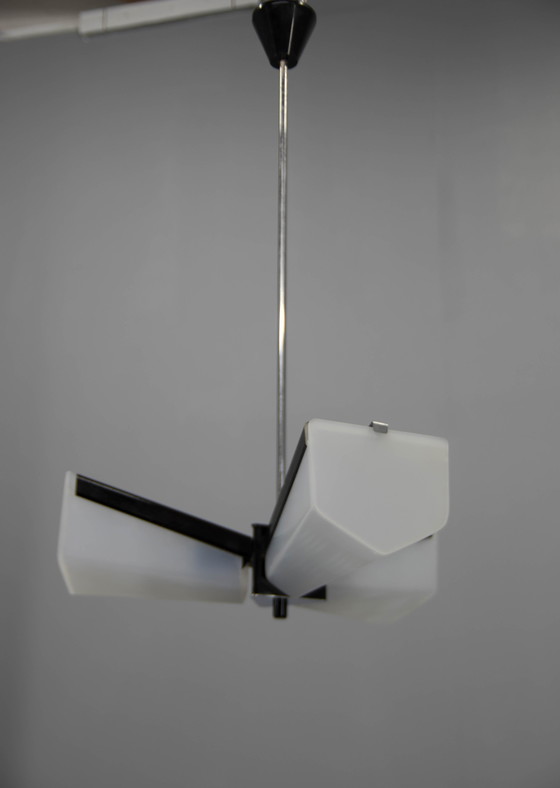 Image 1 of Mid-Century Plastic And Metal Chandelier By Lidokov, Czechoslovakia, 1970S