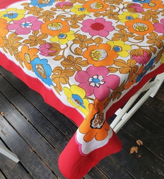 Image 1 of 13311 Vintage 1970s Merry Tablecloth