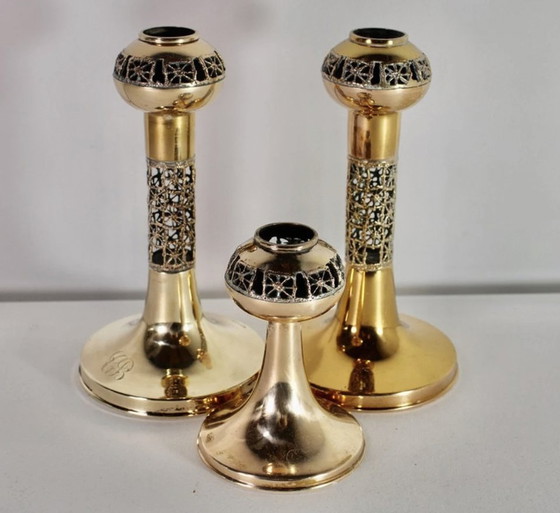 Image 1 of Bronze Lace Candleholders 70s