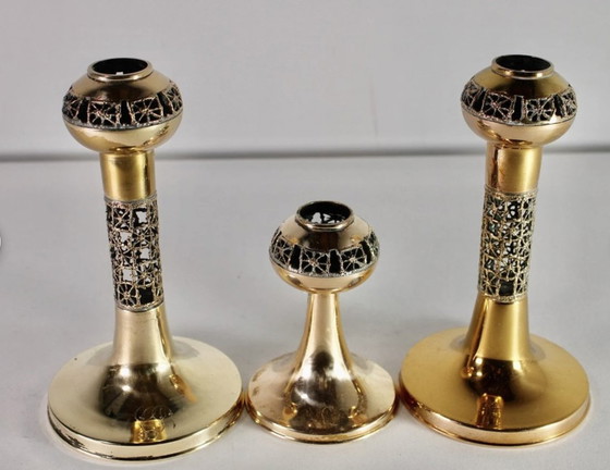 Image 1 of Bronze Lace Candleholders 70s