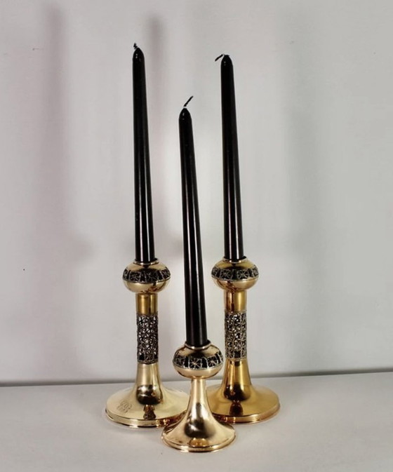 Image 1 of Bronze Lace Candleholders 70s