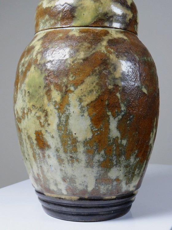 Image 1 of Large Art Stoneware Vase Signed Guyaux Bouffioulx 1960-1970