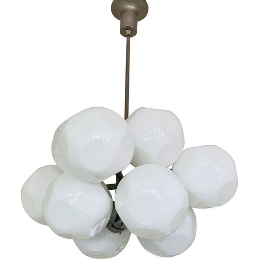 Vintage opal glass ball chandelier, 1960