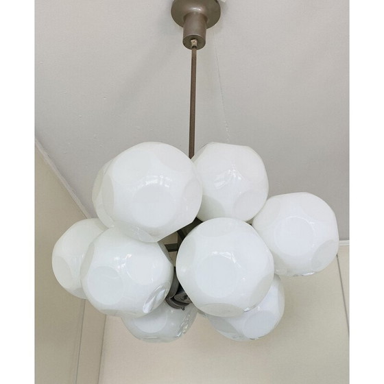 Image 1 of Lampadario vintage a sfera in vetro opalino, 1960