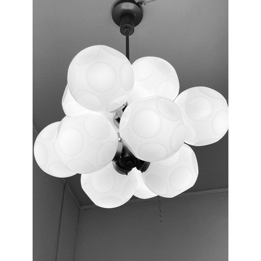 Vintage opal glass ball chandelier, 1960