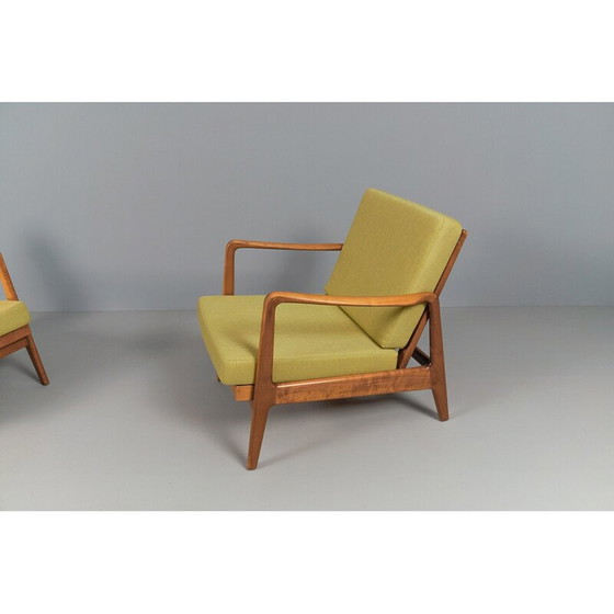 Image 1 of Pair of vintage adjustable armchairs in green fabric, 1960