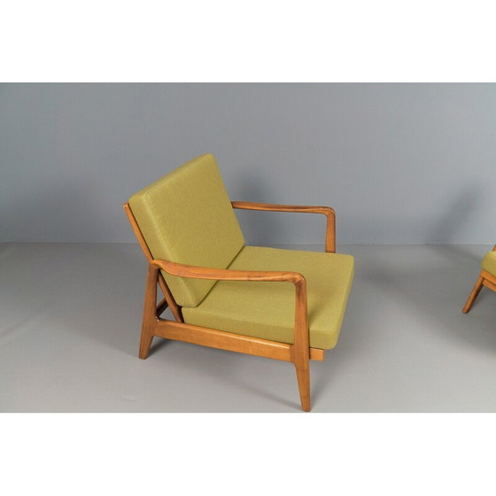 Image 1 of Pair of vintage adjustable armchairs in green fabric, 1960