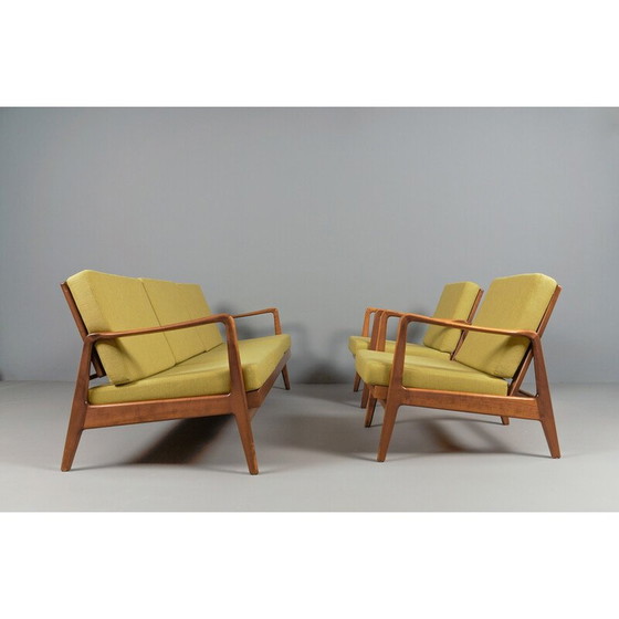 Image 1 of Pair of vintage adjustable armchairs in green fabric, 1960