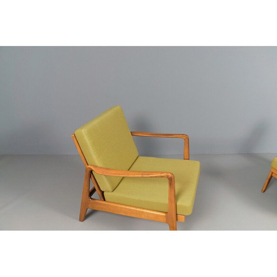 Image 1 of Pair of vintage adjustable armchairs in green fabric, 1960