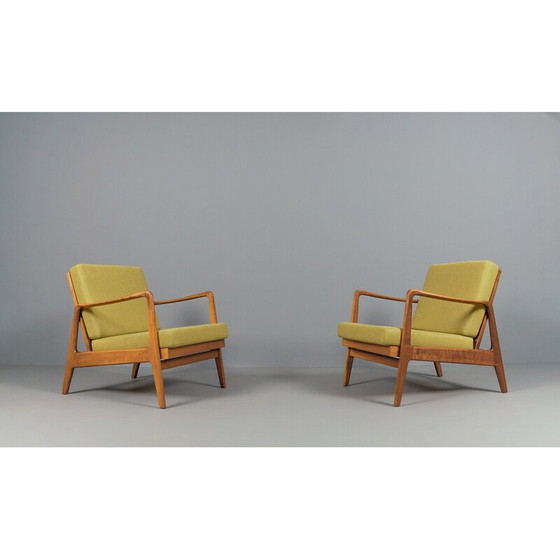 Image 1 of Pair of vintage adjustable armchairs in green fabric, 1960