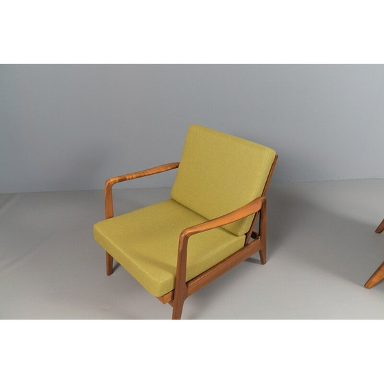 Image 1 of Pair of vintage adjustable armchairs in green fabric, 1960