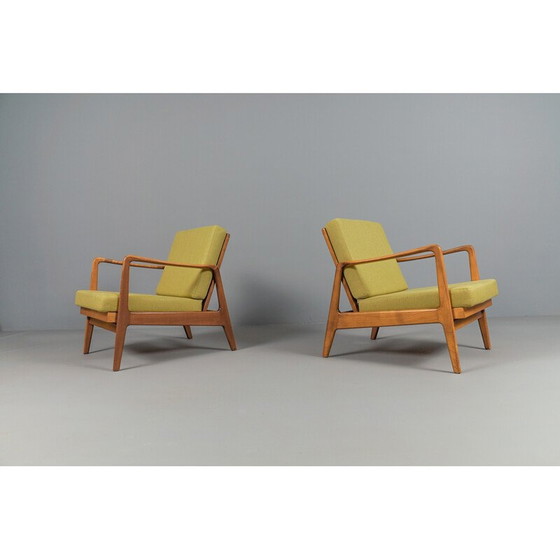 Image 1 of Pair of vintage adjustable armchairs in green fabric, 1960