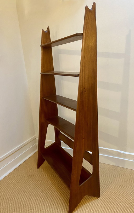 Mahogany shelf by Pierre Cruège, France, Circa 1950.