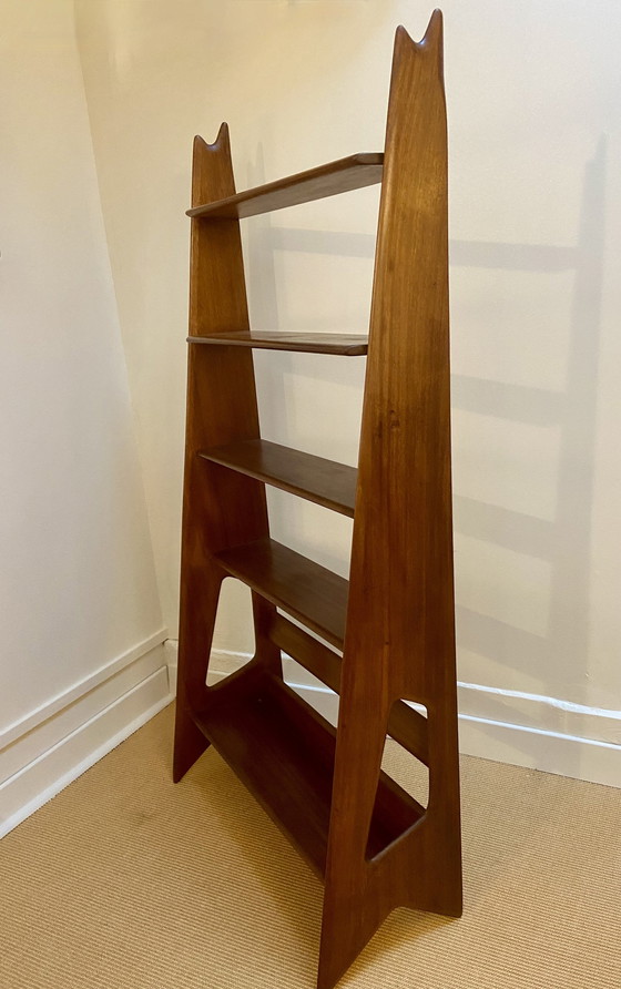 Image 1 of Mahogany shelf by Pierre Cruège, France, Circa 1950.