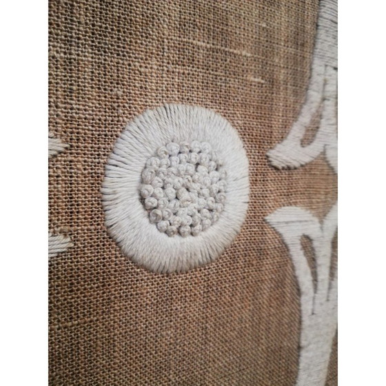 Image 1 of Vintage hand-embroidered wooden room divider, Italy 1940