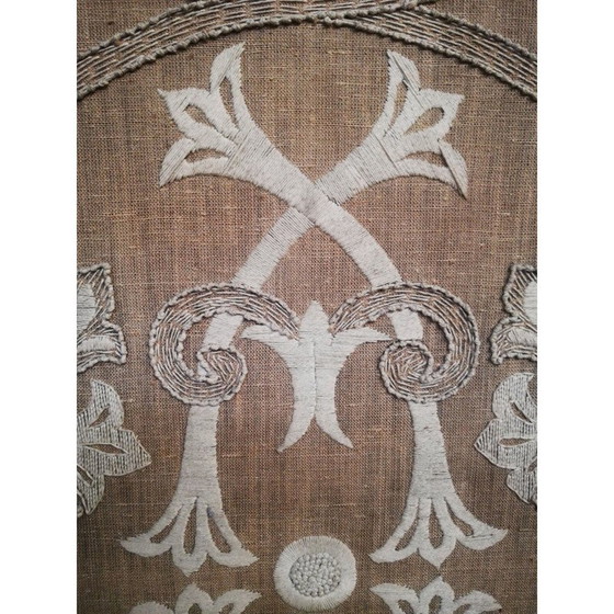 Image 1 of Vintage hand-embroidered wooden room divider, Italy 1940