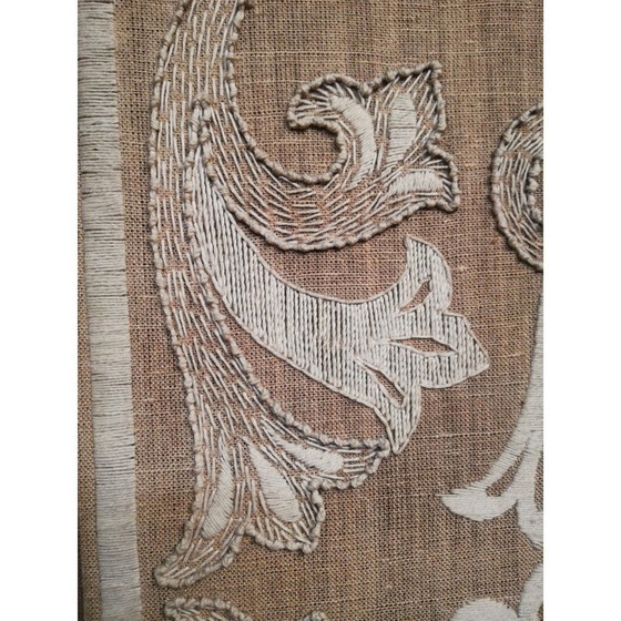 Image 1 of Vintage hand-embroidered wooden room divider, Italy 1940