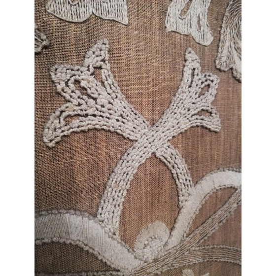 Image 1 of Vintage hand-embroidered wooden room divider, Italy 1940