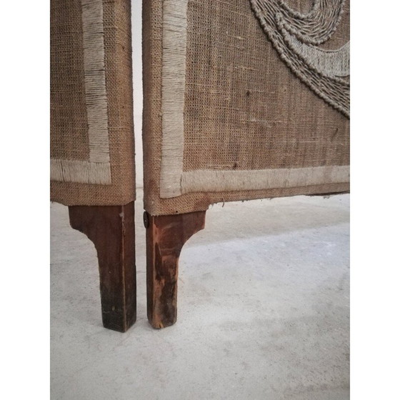 Image 1 of Vintage hand-embroidered wooden room divider, Italy 1940
