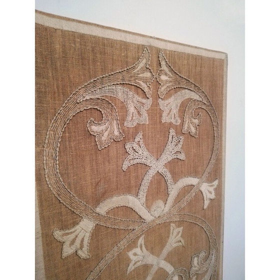 Image 1 of Vintage hand-embroidered wooden room divider, Italy 1940