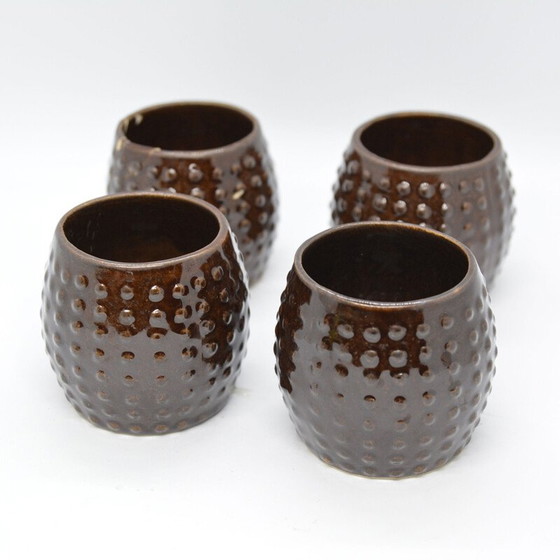 Image 1 of Vintage ceramic decanter and glasses by Bronisław Wolanin, Poland 1960
