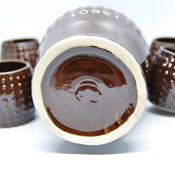 Image 1 of Vintage ceramic decanter and glasses by Bronisław Wolanin, Poland 1960