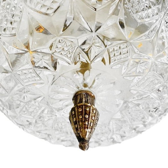 Image 1 of Ceiling lamp Hollywood Regency brass crystal ceiling lamp