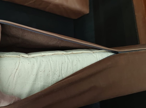 Image 1 of Divano in teak, divano in pelle, poltrona, vintage anni '60, due posti, in pelle, anni '60