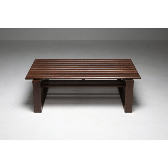 Image 1 of Vintage wenge slatted bench, The Netherlands 1960