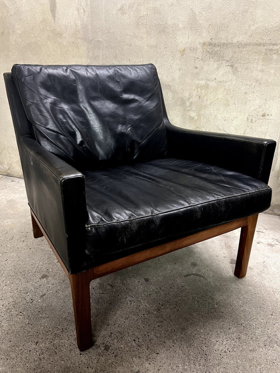 Image 1 of 2X leather armchair V. Kai Lyngfeldt Larsen / Soren Willadsen 60s-70s