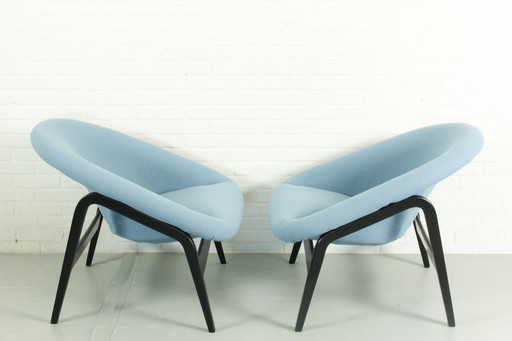 Set of 2 Hartmut Lohmeyer for Artifort lounge chairs Model 118 'Columbus',  The Netherlands 1957