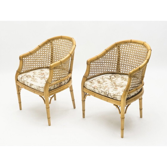 Image 1 of Pair of vintage bamboo cane armchairs 1960s