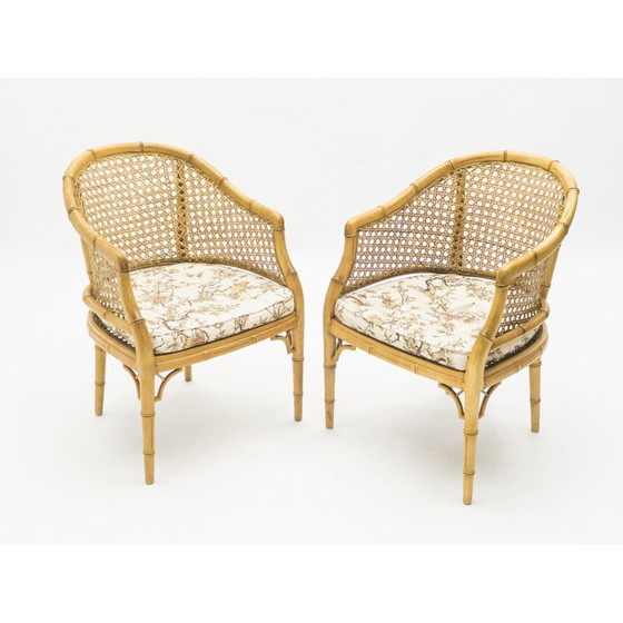 Image 1 of Pair of vintage bamboo cane armchairs 1960s
