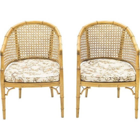 Image 1 of Pair of vintage bamboo cane armchairs 1960s