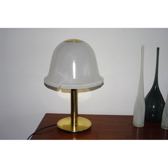 Image 1 of Lampada da tavolo vintage in vetro e ottone di Limburg, Germania, 1970