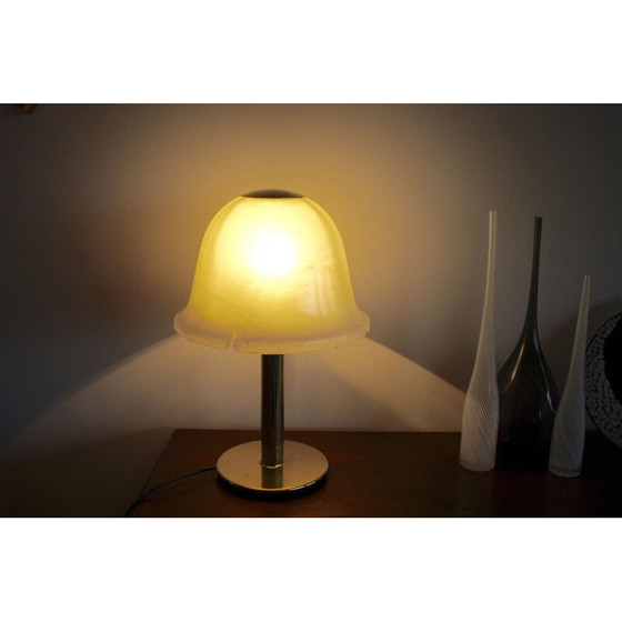 Image 1 of Lampada da tavolo vintage in vetro e ottone di Limburg, Germania, 1970