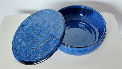 Tarro de galletas de cerámica azul