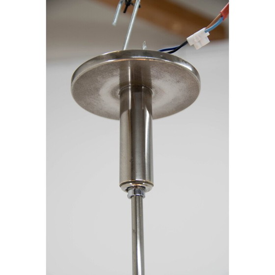 Image 1 of Vintage functionalist nickel-plated three-flame chandelier by Ias, 1930