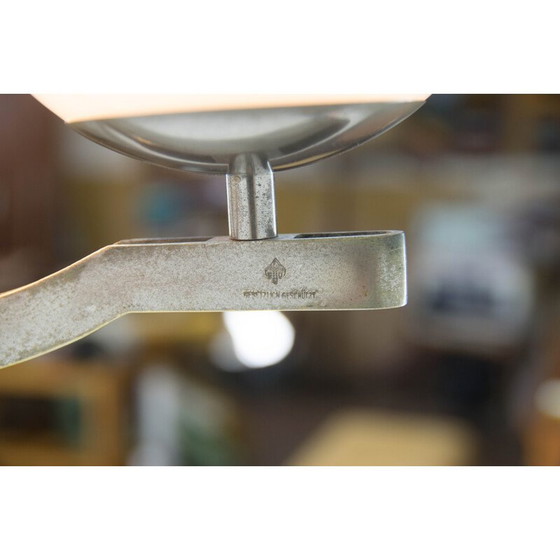 Image 1 of Vintage functionalist nickel-plated three-flame chandelier by Ias, 1930