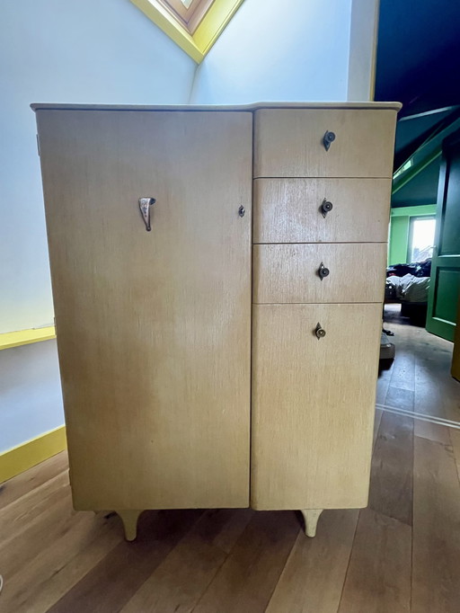 Stunning Pair Mid Century Tallboy And Wardrobe